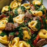 Savory Garlic Butter Beef and Spinach Tortellini First Image