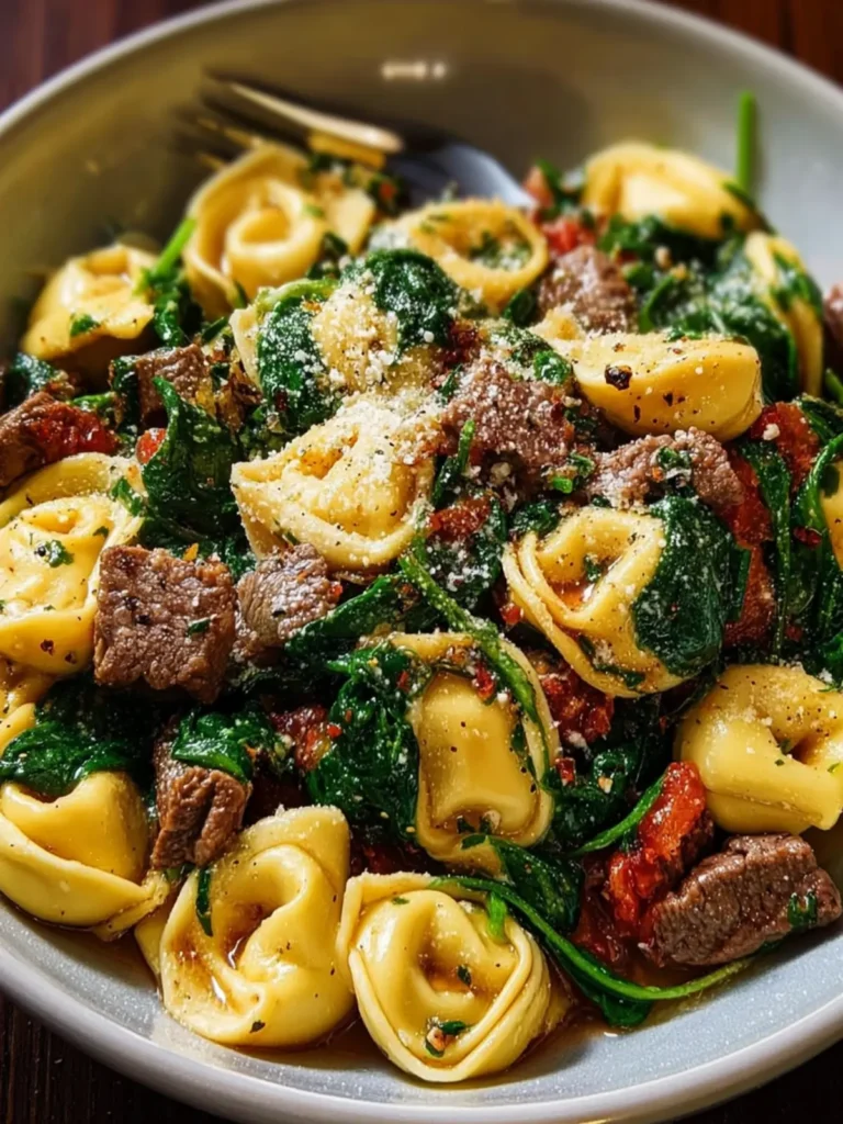 Savory Garlic Butter Beef and Spinach Tortellini First Image