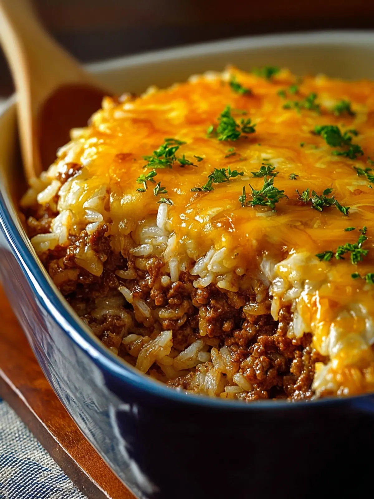 French Onion Ground Beef Rice Casserole First Image
