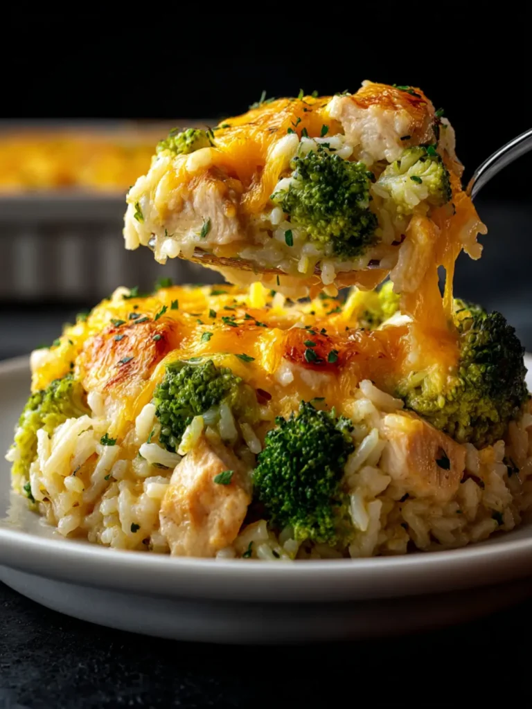 Cheesy Broccoli Chicken and Rice Casserole First Image
