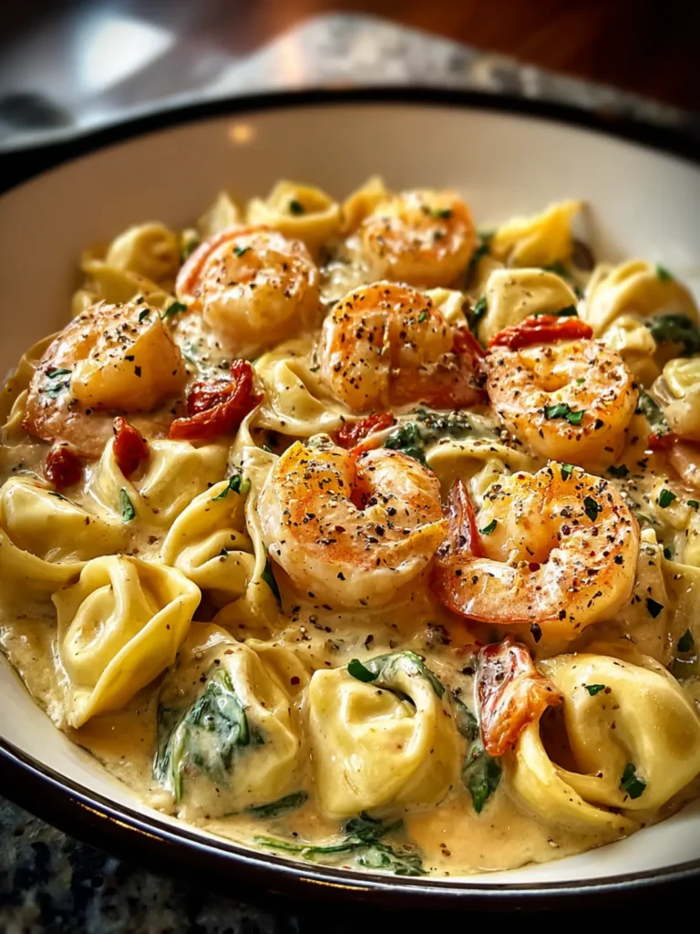 Creamy Shrimp and Roasted Garlic Alfredo Tortellini First Image