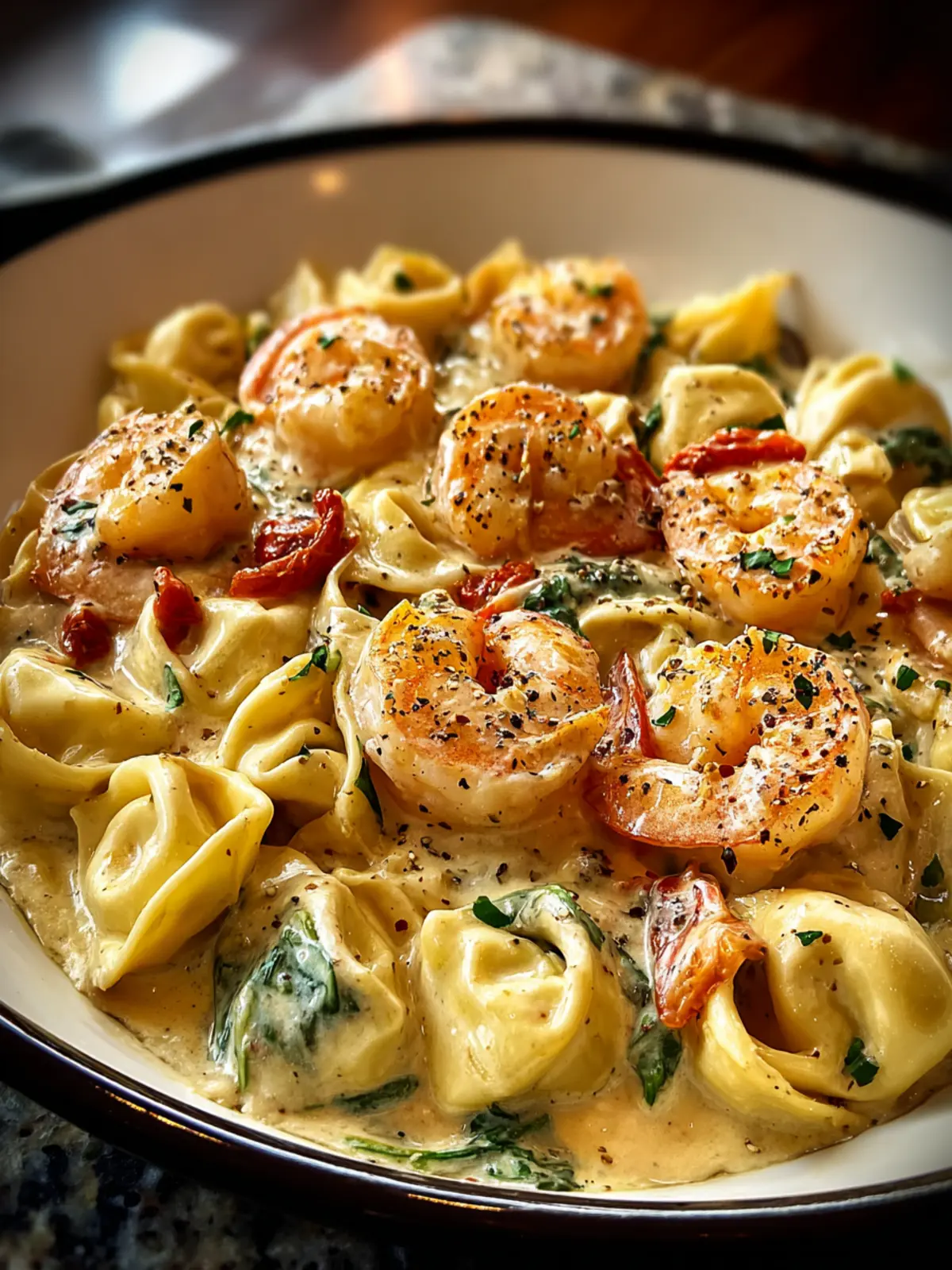 Creamy Shrimp and Roasted Garlic Alfredo Tortellini First Image