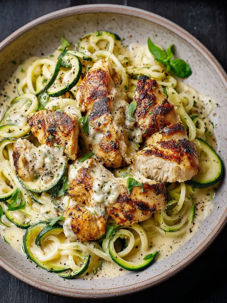 Creamy Chicken Alfredo with Zucchini Noodles First Image