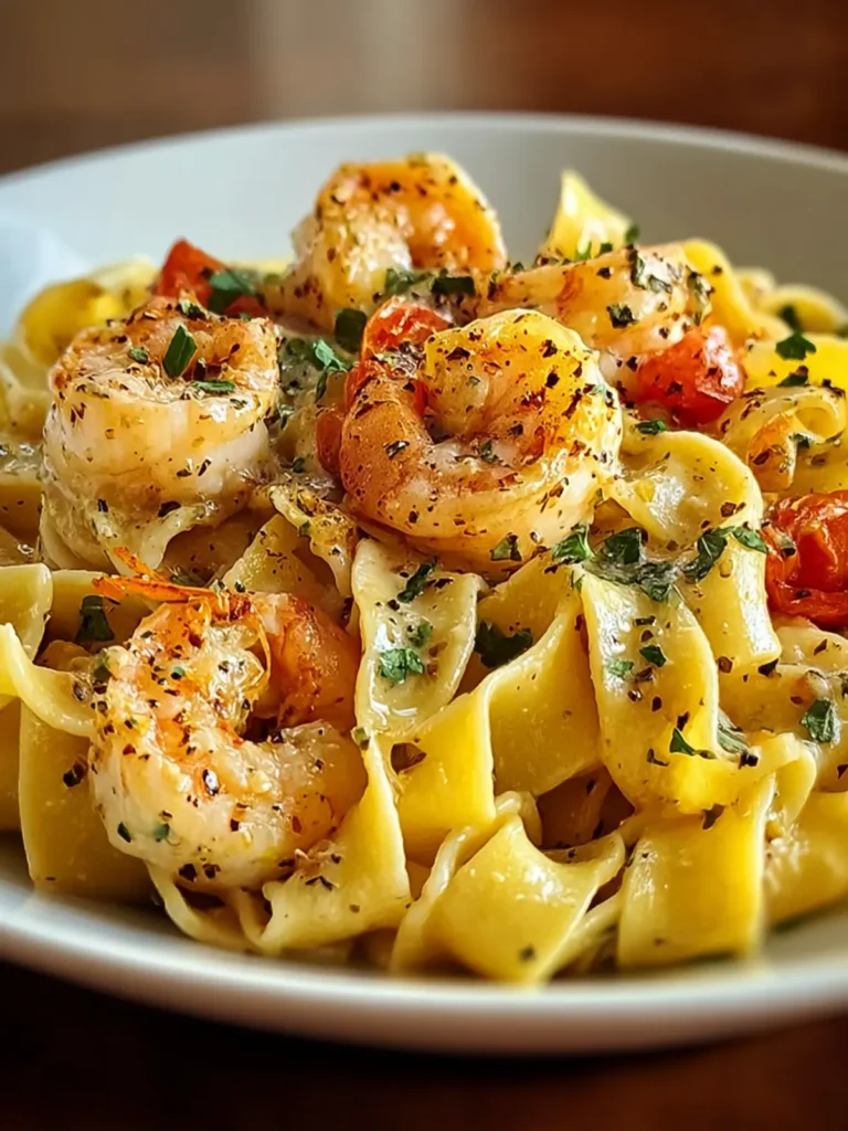 Creamy Shrimp and Roasted Garlic Pappardelle Delight First Image