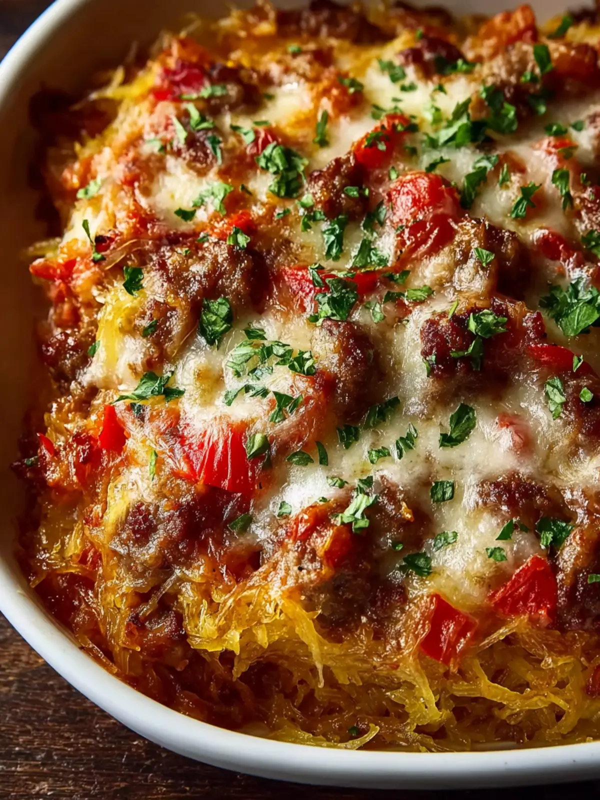 Sausage and Peppers Spaghetti Squash Casserole First Image