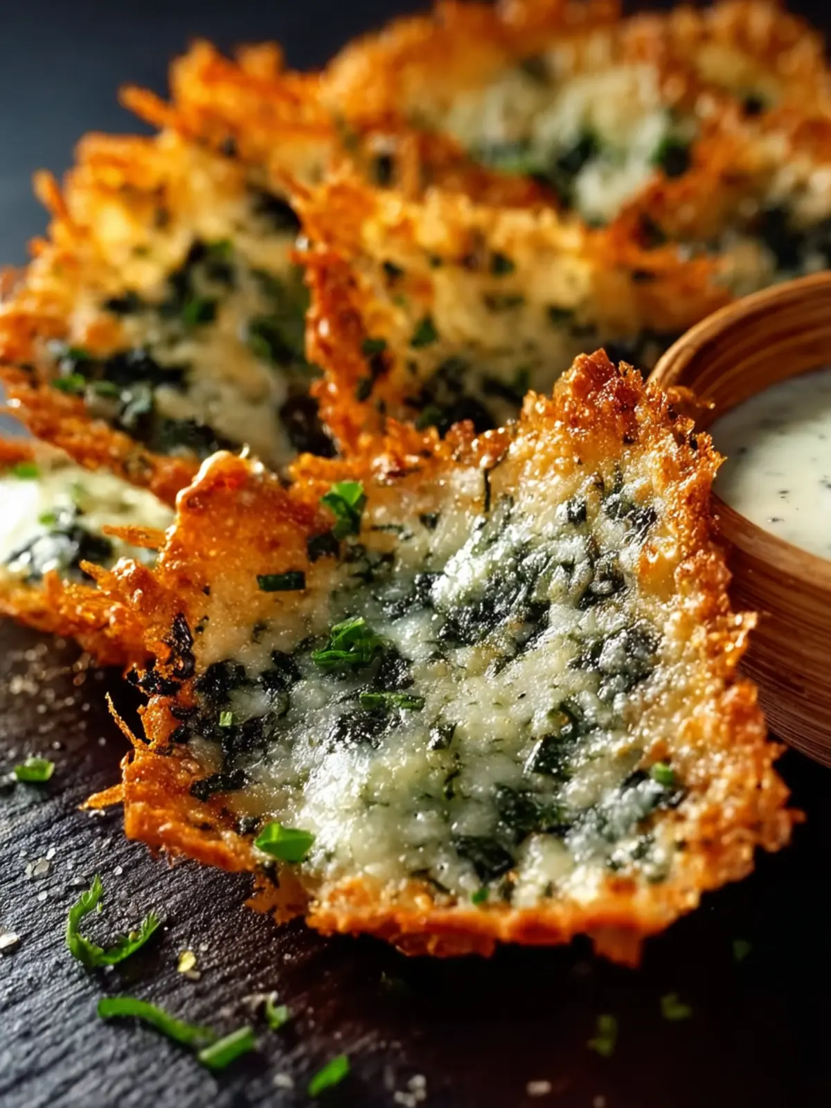Spinach Dip Cheese Crisps First Image
