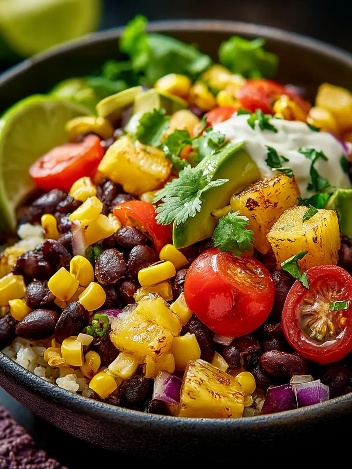 Pineapple Black Bean & Corn Fiesta Bowls: A Tangy Delight!